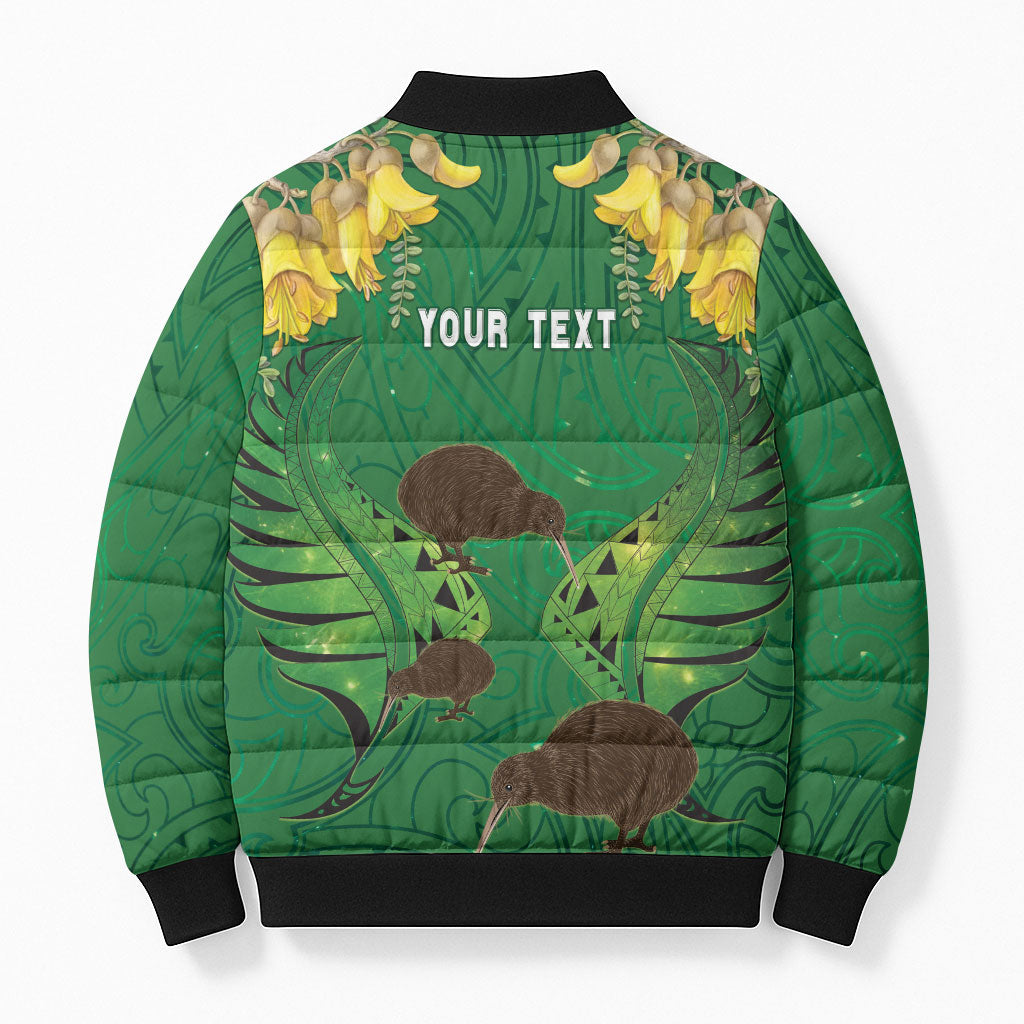 Personalised South Canterbury Anniversary Day Bomber Puffer Jacket Kiwi Kowhai Silver Fern Maori Pattern LT22 - Polynesian Pride