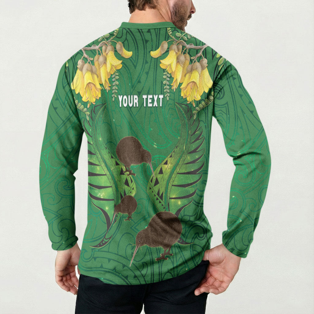 Personalised South Canterbury Anniversary Day Button Sweatshirt Kiwi Kowhai Silver Fern Maori Pattern LT22 - Polynesian Pride