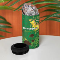 Personalised South Canterbury Anniversary Day 4 in 1 Can Cooler Tumbler Kiwi Kowhai Silver Fern Maori Pattern LT22 - Polynesian Pride