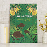 South Canterbury Anniversary Day Canvas Wall Art Kiwi Kowhai Silver Fern Maori Pattern LT22 Without Frame Green - Polynesian Pride