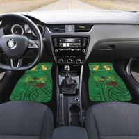 Personalised South Canterbury Anniversary Day Car Mats Kiwi Kowhai Silver Fern Maori Pattern LT22 Set 2pcs - Front Green - Polynesian Pride
