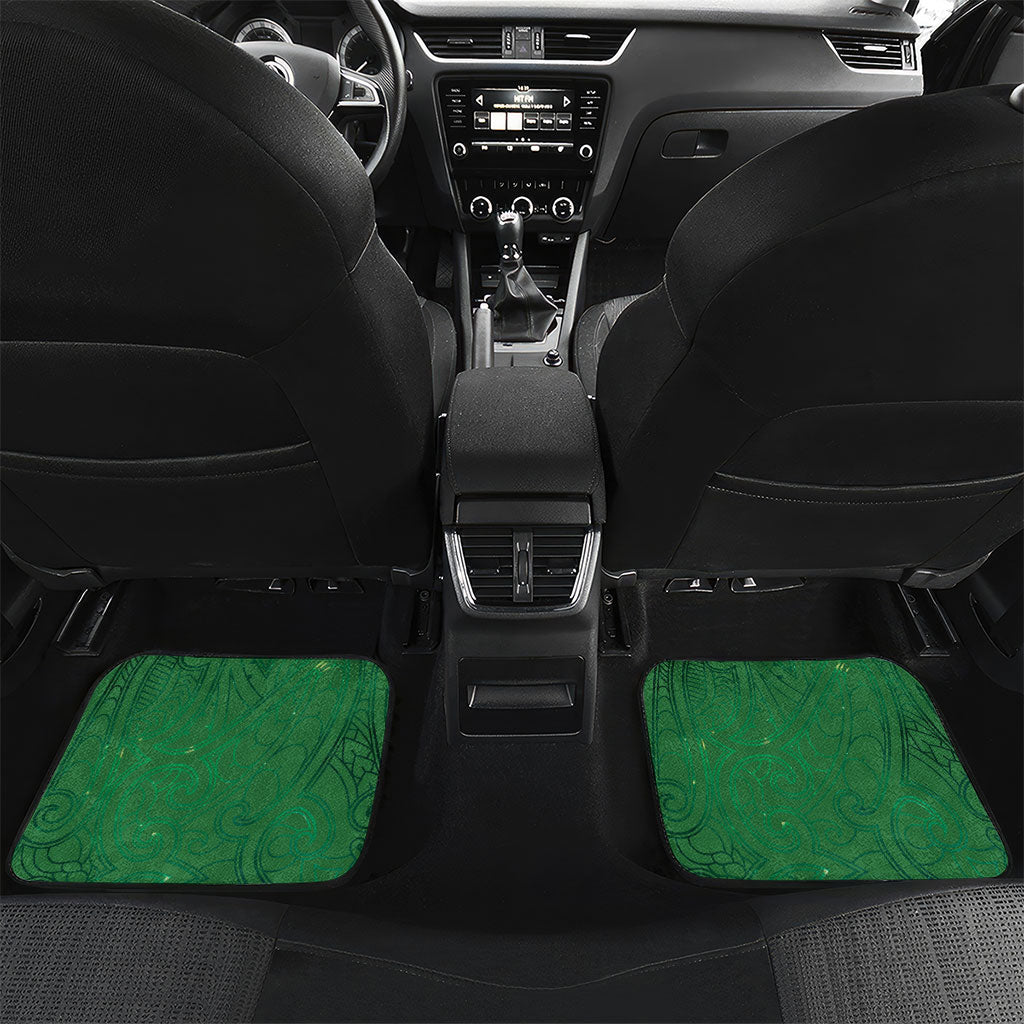 Personalised South Canterbury Anniversary Day Car Mats Kiwi Kowhai Silver Fern Maori Pattern LT22 Set 2pcs - Back Green - Polynesian Pride