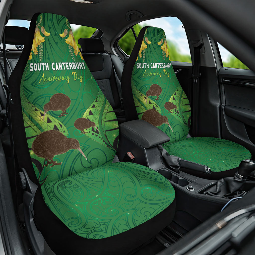 South Canterbury Anniversary Day Car Seat Cover Kiwi Kowhai Silver Fern Maori Pattern