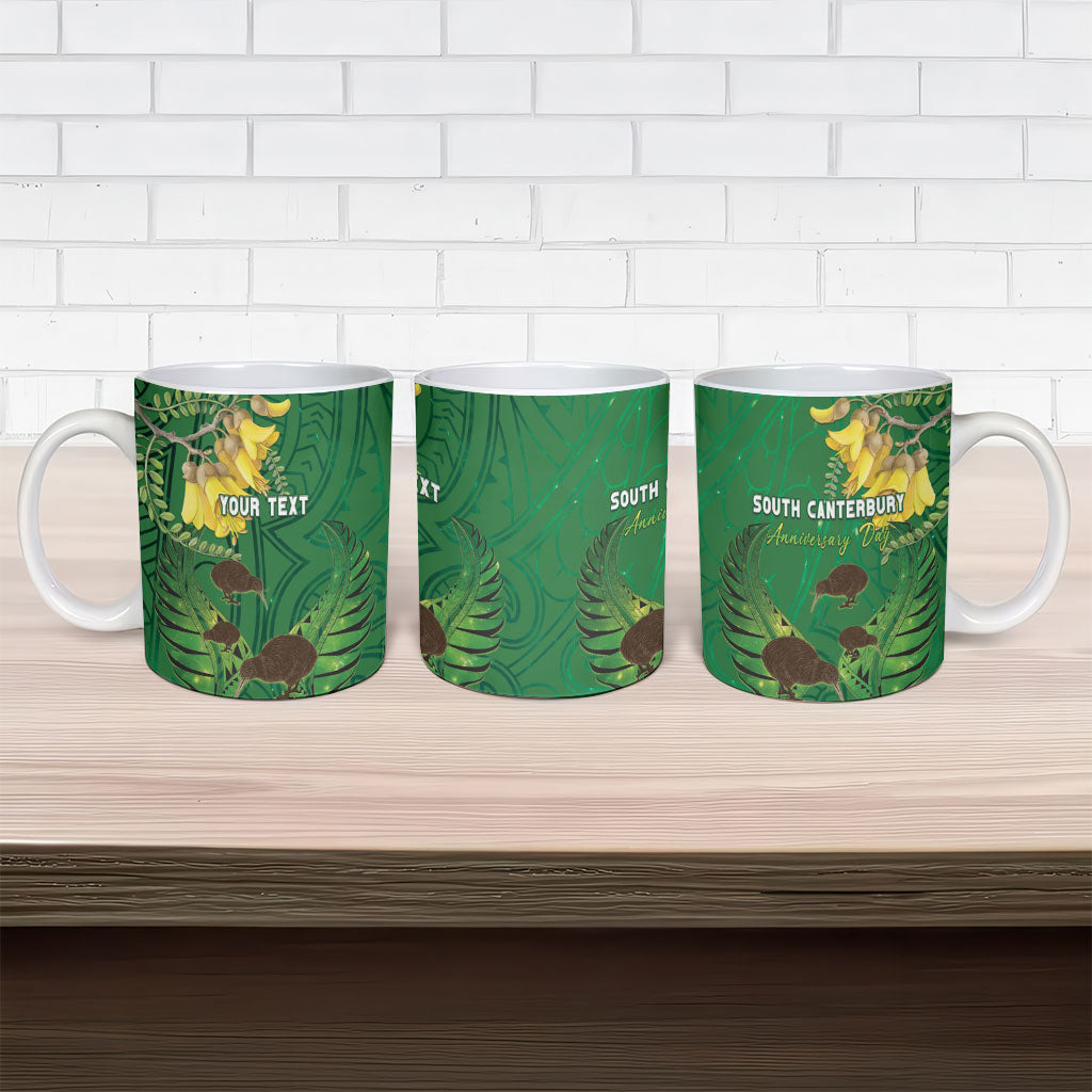 Personalised South Canterbury Anniversary Day Ceramic Mug Kiwi Kowhai Silver Fern Maori Pattern LT22 - Polynesian Pride