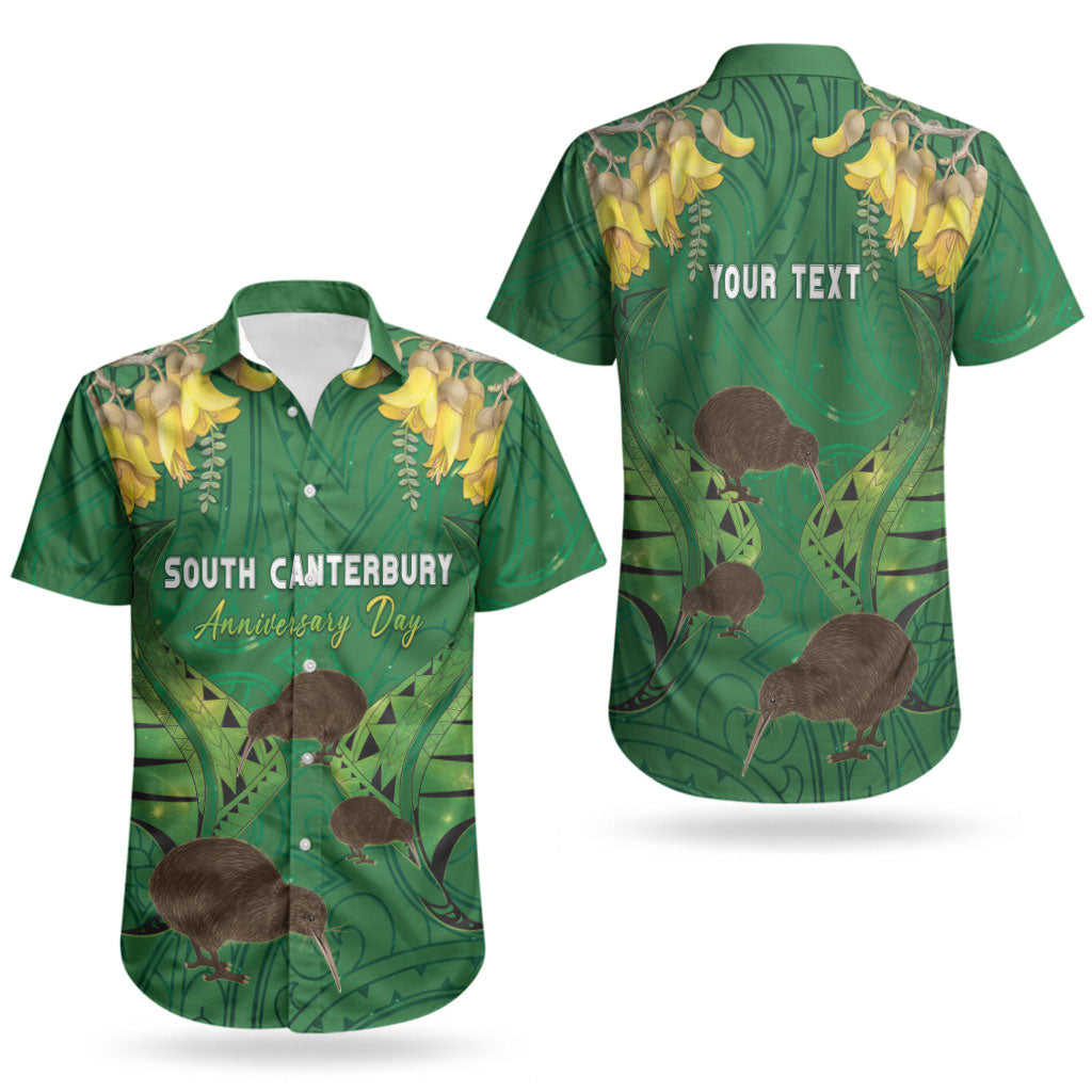 Personalised South Canterbury Anniversary Day Couples Matching Long Sleeve Bodycon Dress and Hawaiian Shirt Kiwi Kowhai Silver Fern Maori Pattern LT22 - Polynesian Pride