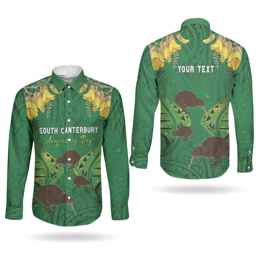 Personalised South Canterbury Anniversary Day Couples Matching Summer Maxi Dress and Long Sleeve Button Shirt Kiwi Kowhai Silver Fern Maori Pattern LT22 - Polynesian Pride
