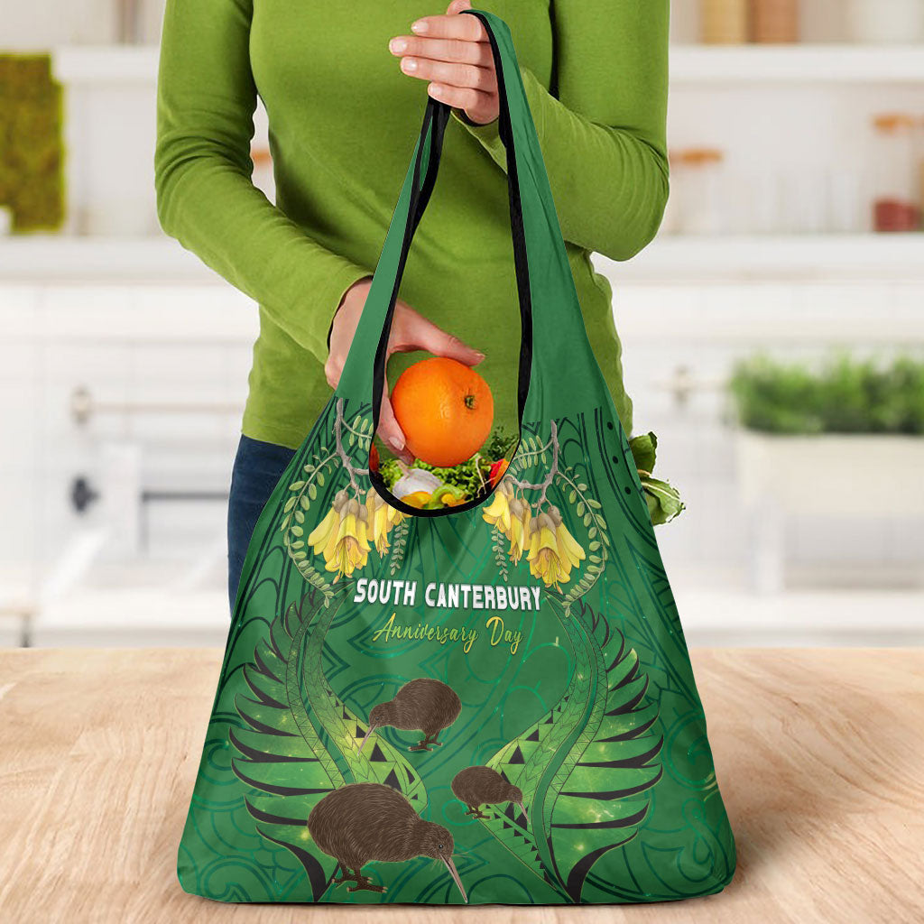 South Canterbury Anniversary Day Grocery Bag Kiwi Kowhai Silver Fern Maori Pattern LT22 - Polynesian Pride
