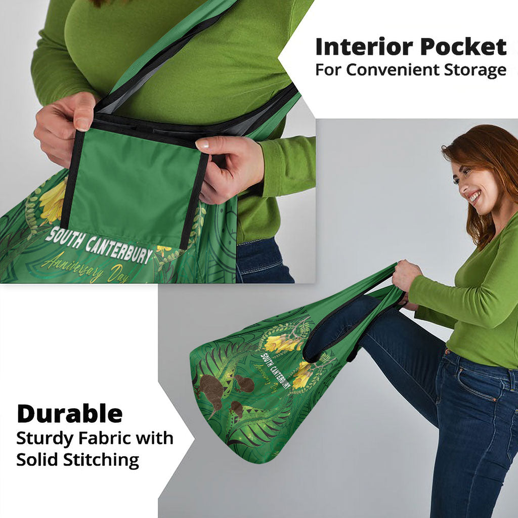South Canterbury Anniversary Day Grocery Bag Kiwi Kowhai Silver Fern Maori Pattern LT22 - Polynesian Pride