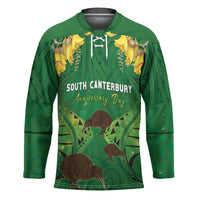 Personalised South Canterbury Anniversary Day Hockey Jersey Kiwi Kowhai Silver Fern Maori Pattern LT22 Unisex Green - Polynesian Pride
