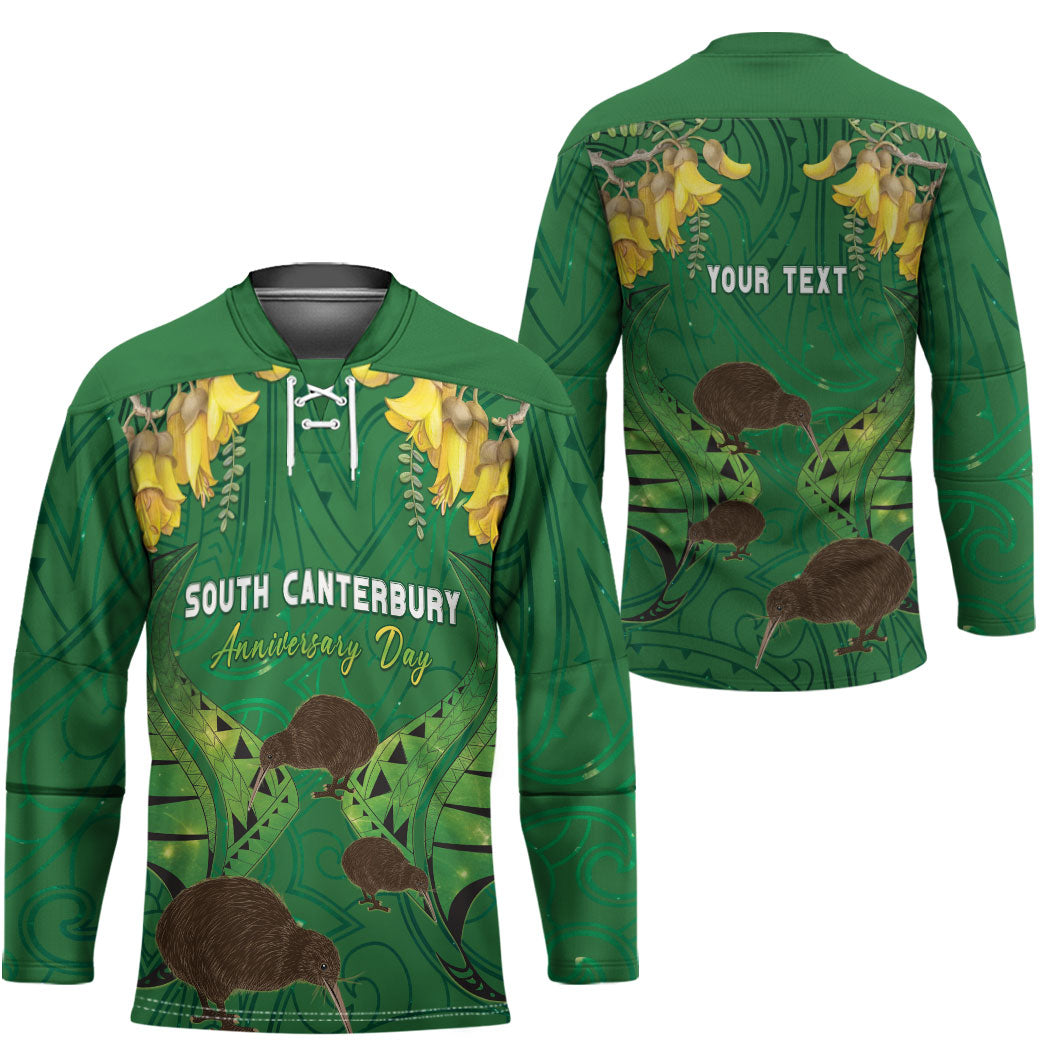 Personalised South Canterbury Anniversary Day Hockey Jersey Kiwi Kowhai Silver Fern Maori Pattern LT22 - Polynesian Pride