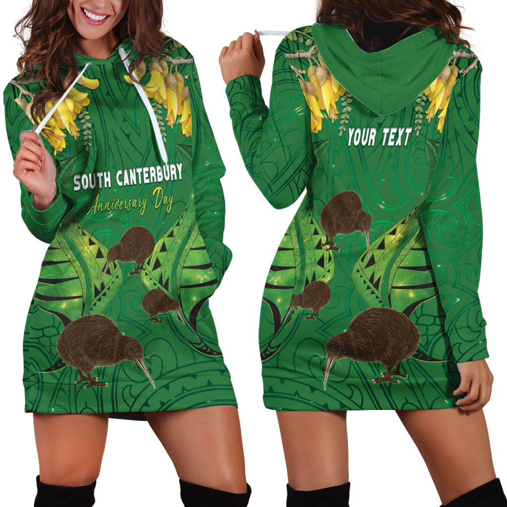 Personalised South Canterbury Anniversary Day Hoodie Dress Kiwi Kowhai Silver Fern Maori Pattern LT22 - Polynesian Pride