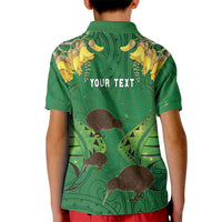 Personalised South Canterbury Anniversary Day Kid Polo Shirt Kiwi Kowhai Silver Fern Maori Pattern LT22 - Polynesian Pride