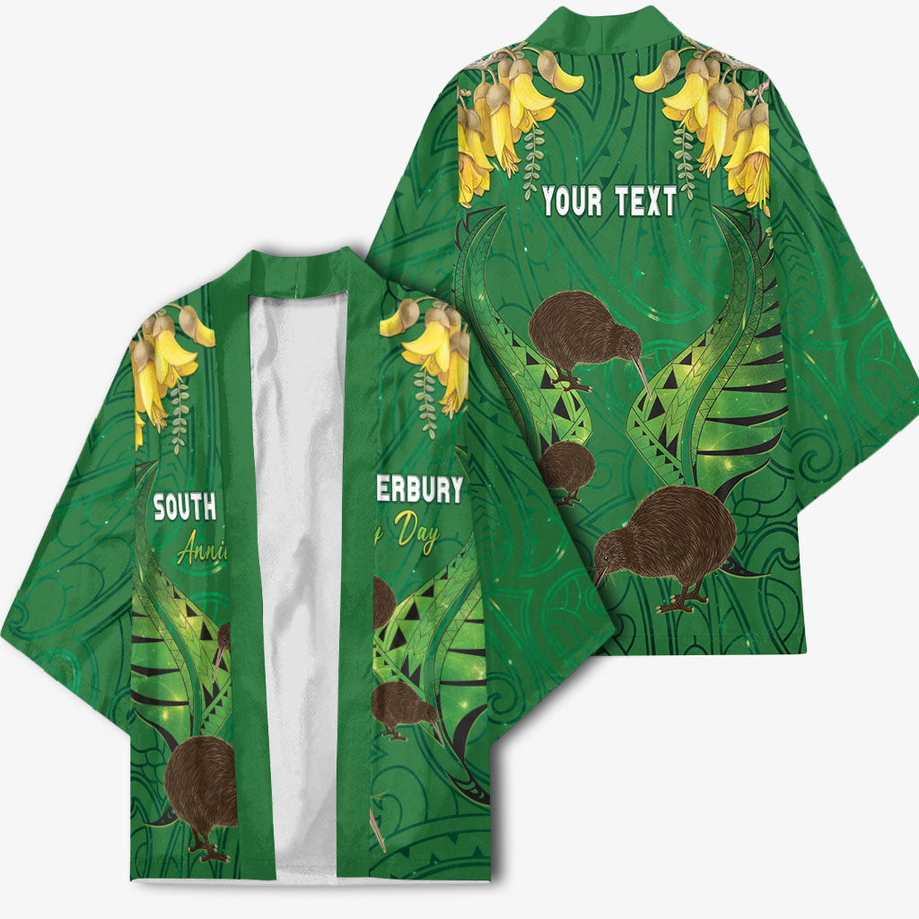 Personalised South Canterbury Anniversary Day Kimono Kiwi Kowhai Silver Fern Maori Pattern LT22 - Polynesian Pride