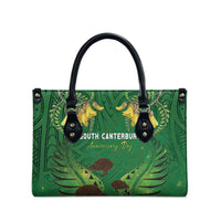 South Canterbury Anniversary Day Leather Bag Kiwi Kowhai Silver Fern Maori Pattern LT22 - Polynesian Pride