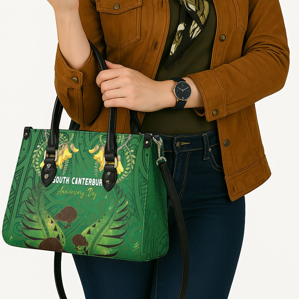 South Canterbury Anniversary Day Leather Bag Kiwi Kowhai Silver Fern Maori Pattern LT22 - Polynesian Pride