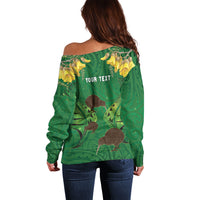 Personalised South Canterbury Anniversary Day Off Shoulder Sweater Kiwi Kowhai Silver Fern Maori Pattern LT22 - Polynesian Pride