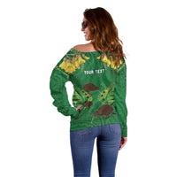 Personalised South Canterbury Anniversary Day Off Shoulder Sweater Kiwi Kowhai Silver Fern Maori Pattern LT22 - Polynesian Pride