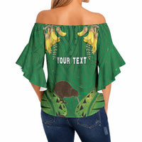 Personalised South Canterbury Anniversary Day Off Shoulder Wrap Waist Top Kiwi Kowhai Silver Fern Maori Pattern LT22 - Polynesian Pride
