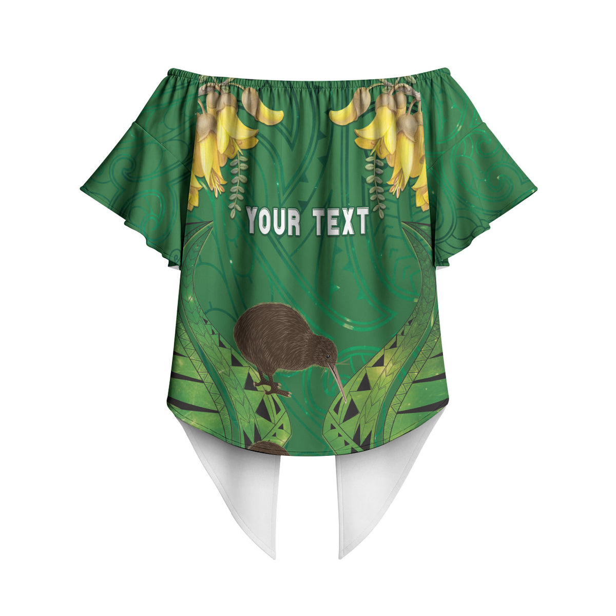 Personalised South Canterbury Anniversary Day Off Shoulder Wrap Waist Top Kiwi Kowhai Silver Fern Maori Pattern LT22 - Polynesian Pride