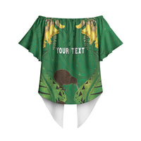 Personalised South Canterbury Anniversary Day Off Shoulder Wrap Waist Top Kiwi Kowhai Silver Fern Maori Pattern LT22 - Polynesian Pride