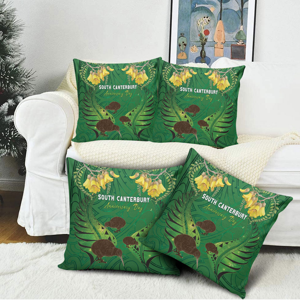 South Canterbury Anniversary Day Pillow Cover Kiwi Kowhai Silver Fern Maori Pattern LT22 - Polynesian Pride