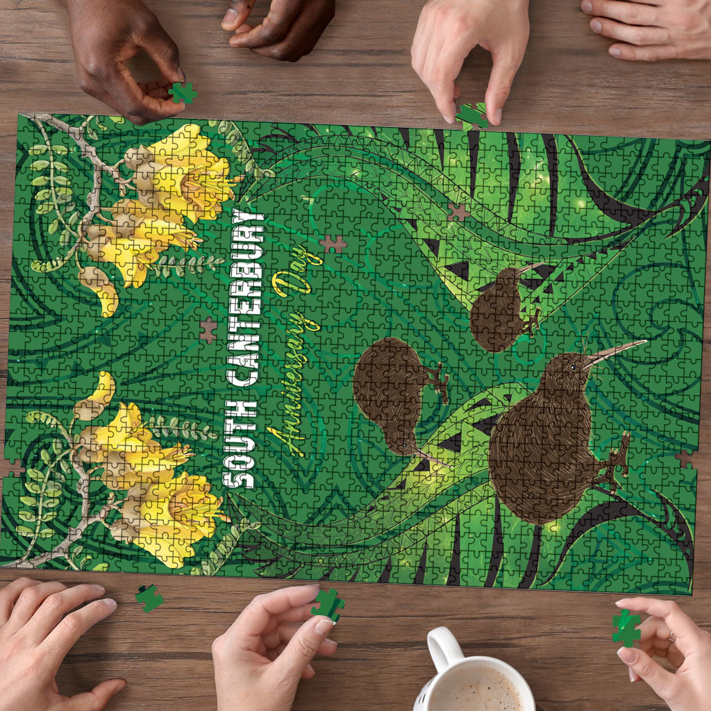 South Canterbury Anniversary Day Puzzle Kiwi Kowhai Silver Fern Maori Pattern LT22 - Polynesian Pride