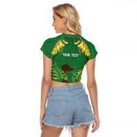 Personalised South Canterbury Anniversary Day Raglan Cropped T Shirt Kiwi Kowhai Silver Fern Maori Pattern LT22 - Polynesian Pride
