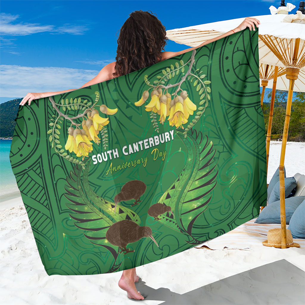 South Canterbury Anniversary Day Sarong Kiwi Kowhai Silver Fern Maori Pattern LT22 One Size 44 x 66 inches Green - Polynesian Pride