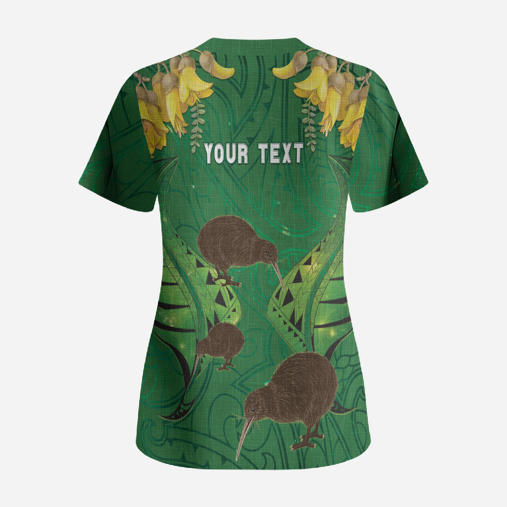 Personalised South Canterbury Anniversary Day Scrub Top Kiwi Kowhai Silver Fern Maori Pattern LT22 - Polynesian Pride