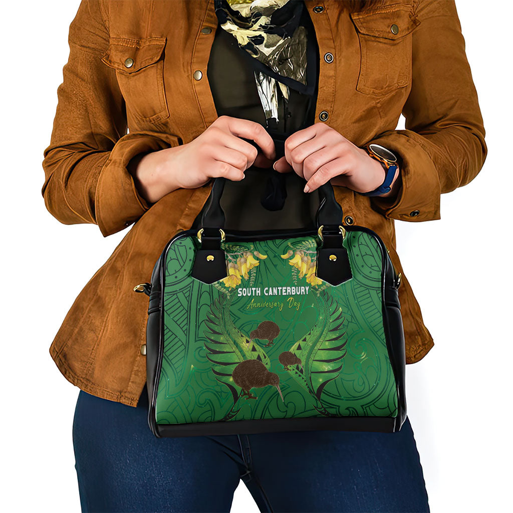 South Canterbury Anniversary Day Shoulder Handbag Kiwi Kowhai Silver Fern Maori Pattern LT22 - Polynesian Pride