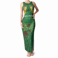Personalised South Canterbury Anniversary Day Tank Maxi Dress Kiwi Kowhai Silver Fern Maori Pattern LT22 Women Green - Polynesian Pride