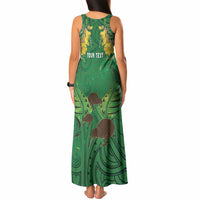 Personalised South Canterbury Anniversary Day Tank Maxi Dress Kiwi Kowhai Silver Fern Maori Pattern LT22 - Polynesian Pride