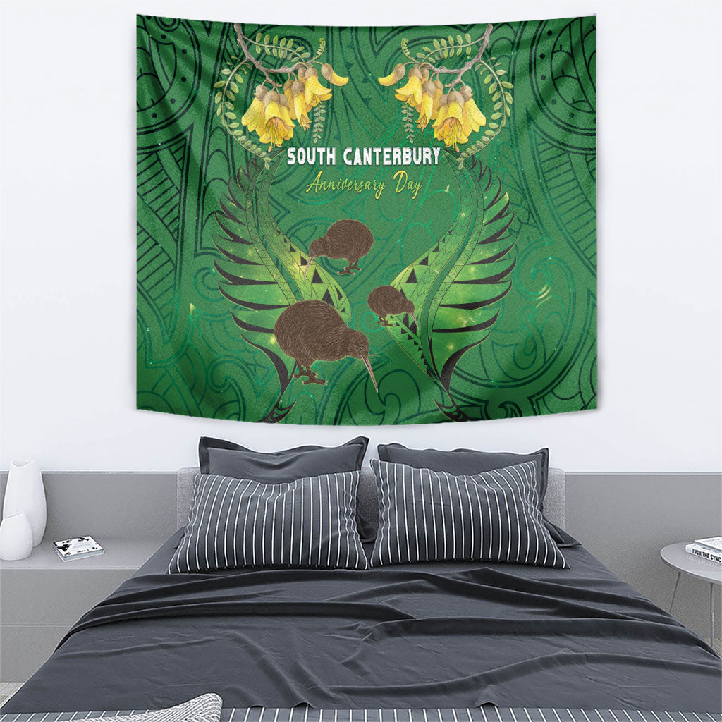 South Canterbury Anniversary Day Tapestry Kiwi Kowhai Silver Fern Maori Pattern LT22 - Polynesian Pride