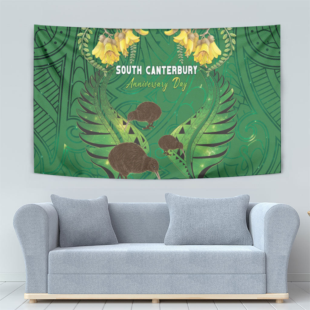 South Canterbury Anniversary Day Tapestry Kiwi Kowhai Silver Fern Maori Pattern LT22 - Polynesian Pride
