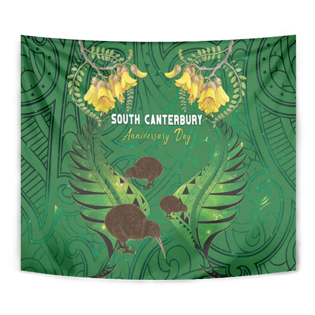 South Canterbury Anniversary Day Tapestry Kiwi Kowhai Silver Fern Maori Pattern LT22 - Polynesian Pride