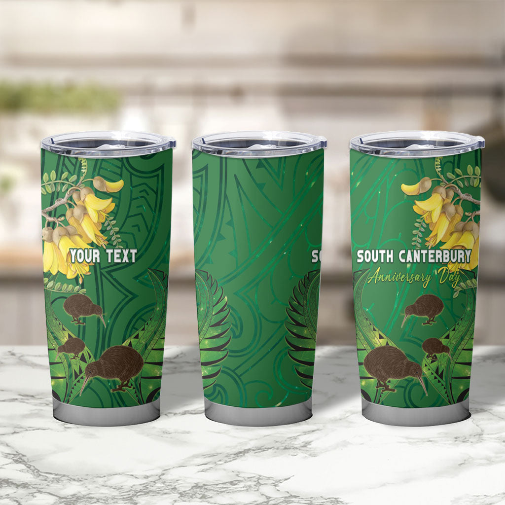 Personalised South Canterbury Anniversary Day Tumbler Cup Kiwi Kowhai Silver Fern Maori Pattern LT22 - Polynesian Pride