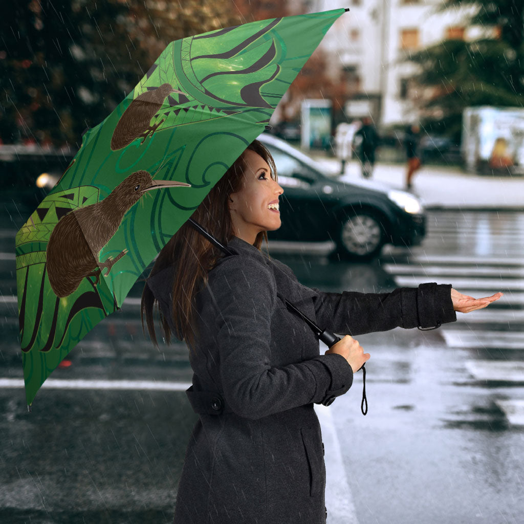 South Canterbury Anniversary Day Umbrella Kiwi Kowhai Silver Fern Maori Pattern LT22 - Polynesian Pride