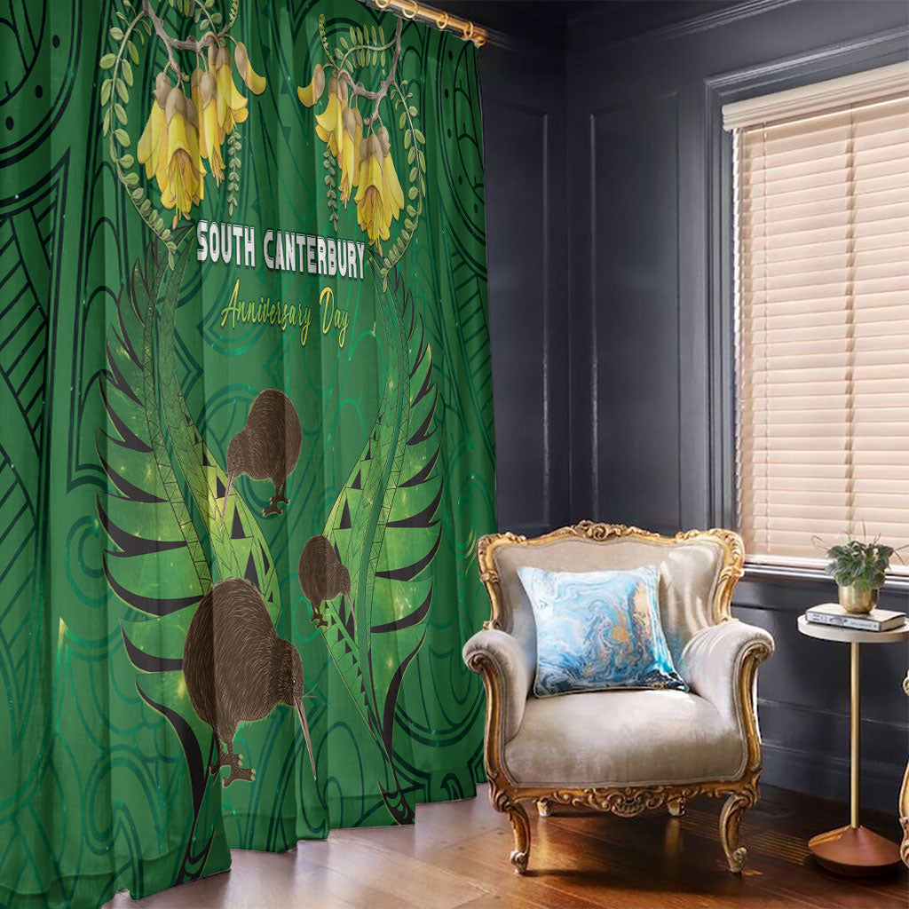 South Canterbury Anniversary Day Window Curtain Kiwi Kowhai Silver Fern Maori Pattern LT22 - Polynesian Pride
