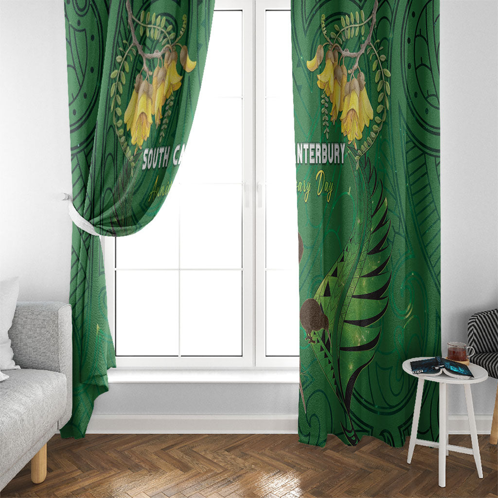 South Canterbury Anniversary Day Window Curtain Kiwi Kowhai Silver Fern Maori Pattern LT22 - Polynesian Pride