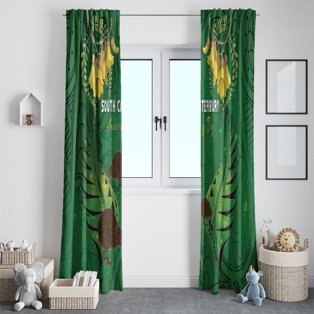South Canterbury Anniversary Day Window Curtain Kiwi Kowhai Silver Fern Maori Pattern LT22 - Polynesian Pride