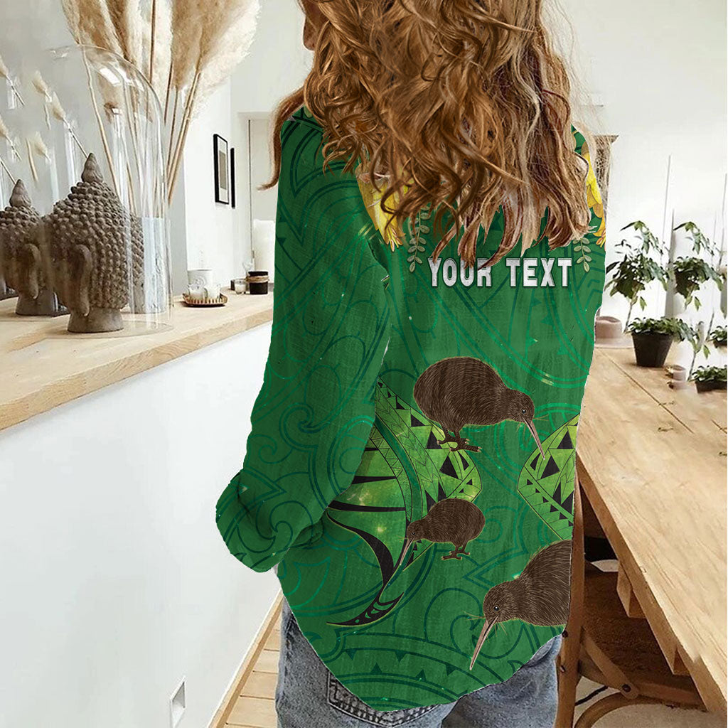 Personalised South Canterbury Anniversary Day Women Casual Shirt Kiwi Kowhai Silver Fern Maori Pattern LT22 - Polynesian Pride