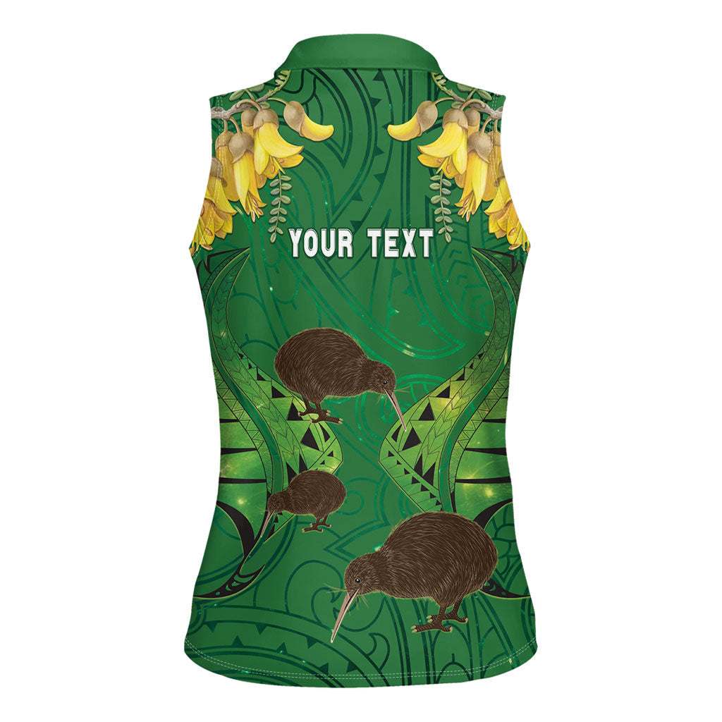 Personalised South Canterbury Anniversary Day Women Sleeveless Polo Shirt Kiwi Kowhai Silver Fern Maori Pattern LT22 - Polynesian Pride