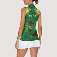 Personalised South Canterbury Anniversary Day Women Sleeveless Polo Shirt Kiwi Kowhai Silver Fern Maori Pattern LT22 - Polynesian Pride