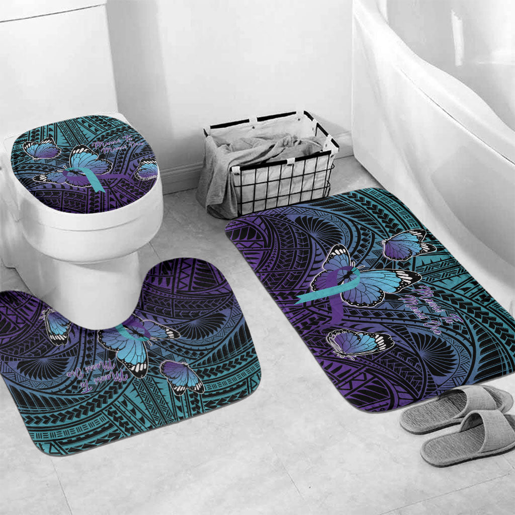New Zealand Suicide Prevention Month Bathroom Set Maori Mauri Tu Mauri Ora Polynesian Pattern LT22 Mat Set Only (3 pcs) One Size Teal - Polynesian Pride