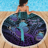 New Zealand Suicide Prevention Month Beach Blanket Maori Mauri Tu Mauri Ora Polynesian Pattern LT22 - Polynesian Pride