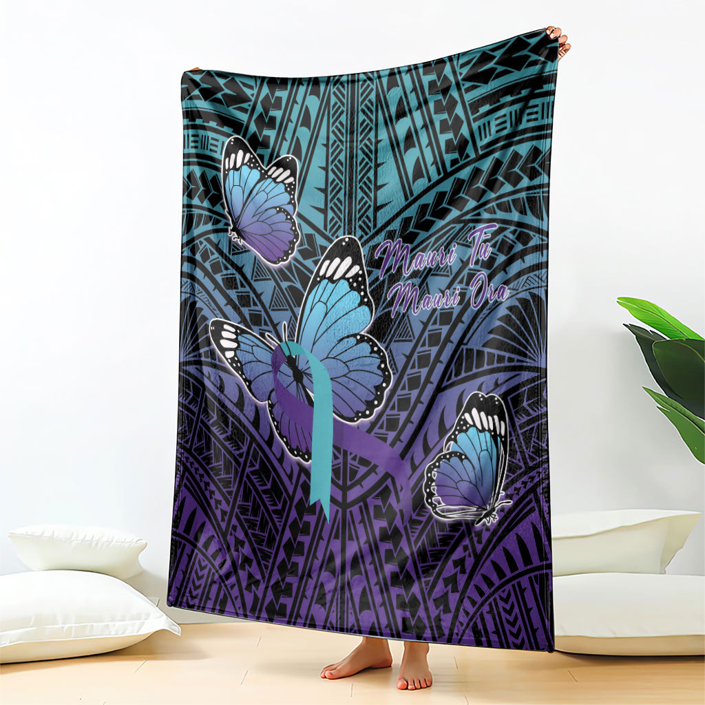 New Zealand Suicide Prevention Month Blanket Maori Mauri Tu Mauri Ora Polynesian Pattern LT22 - Polynesian Pride
