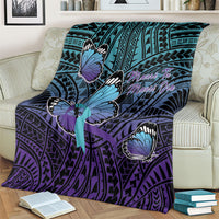New Zealand Suicide Prevention Month Blanket Maori Mauri Tu Mauri Ora Polynesian Pattern LT22 - Polynesian Pride