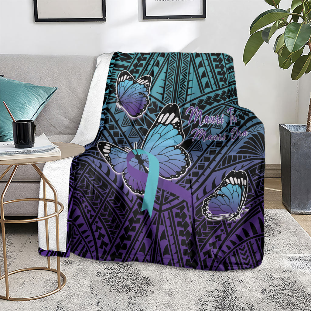 New Zealand Suicide Prevention Month Blanket Maori Mauri Tu Mauri Ora Polynesian Pattern LT22 - Polynesian Pride