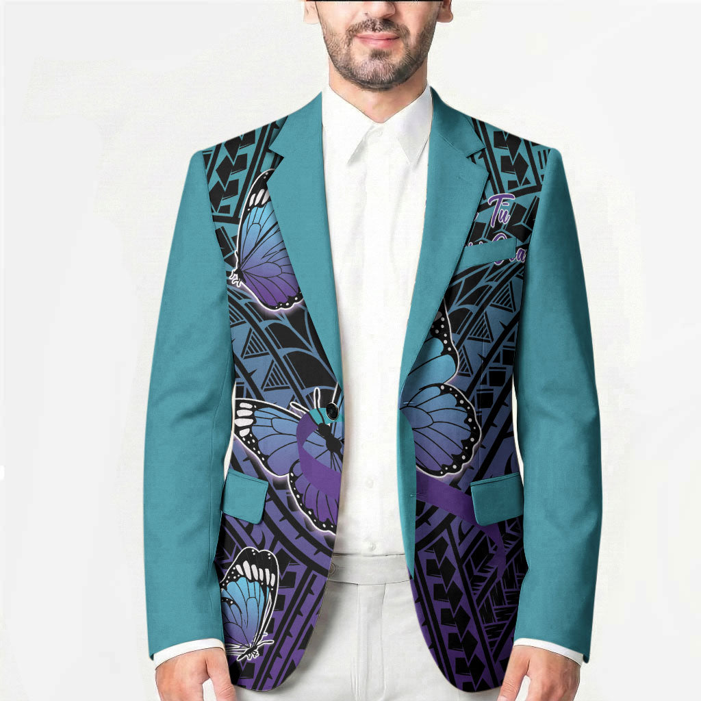 Personalised New Zealand Suicide Prevention Month Blazer Maori Mauri Tu Mauri Ora Polynesian Pattern LT22 - Polynesian Pride