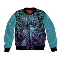 Personalised New Zealand Suicide Prevention Month Bomber Jacket Maori Mauri Tu Mauri Ora Polynesian Pattern LT22 Unisex Teal - Polynesian Pride